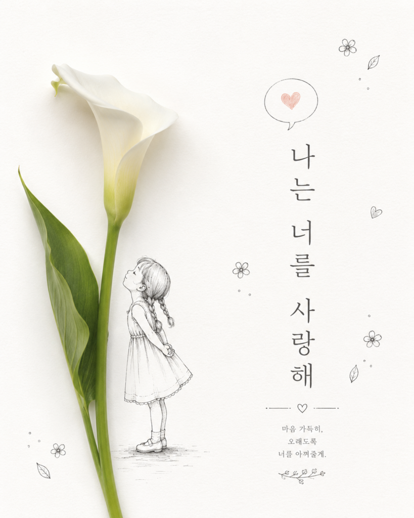 감성 일러스트 프롬프트로 만든 꽃과 소녀 이미지 예시 