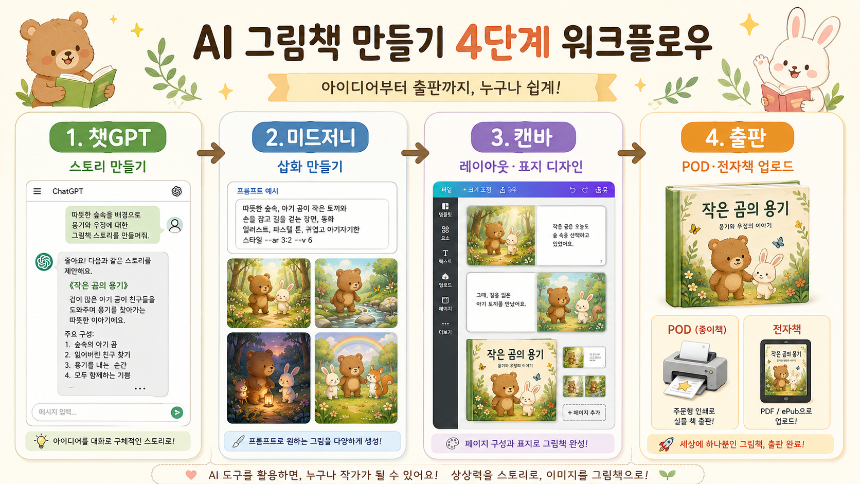 AI 그림책 만들기 전체 프로세스 개요 일러스트