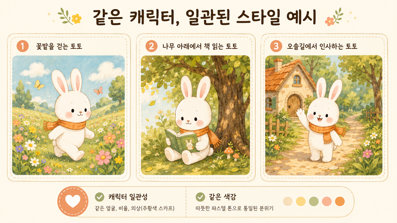 미드저니로 만든 AI 그림책 삽화 예시 캐릭터 일관성