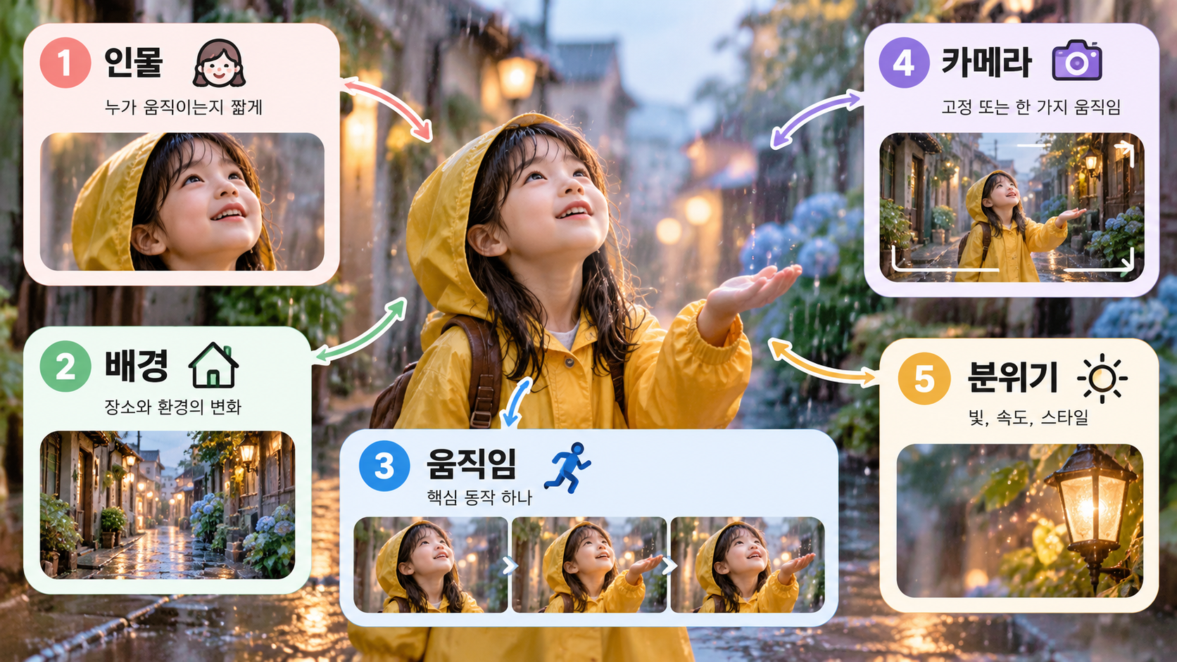 AI 영상 프롬프트 5요소 인포그래픽