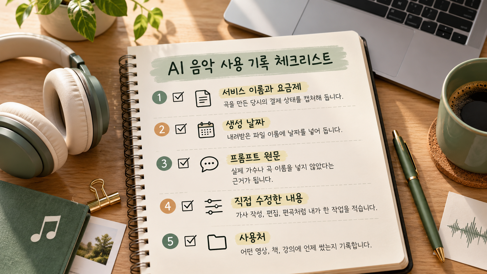 AI 음악 사용 기록 체크리스트