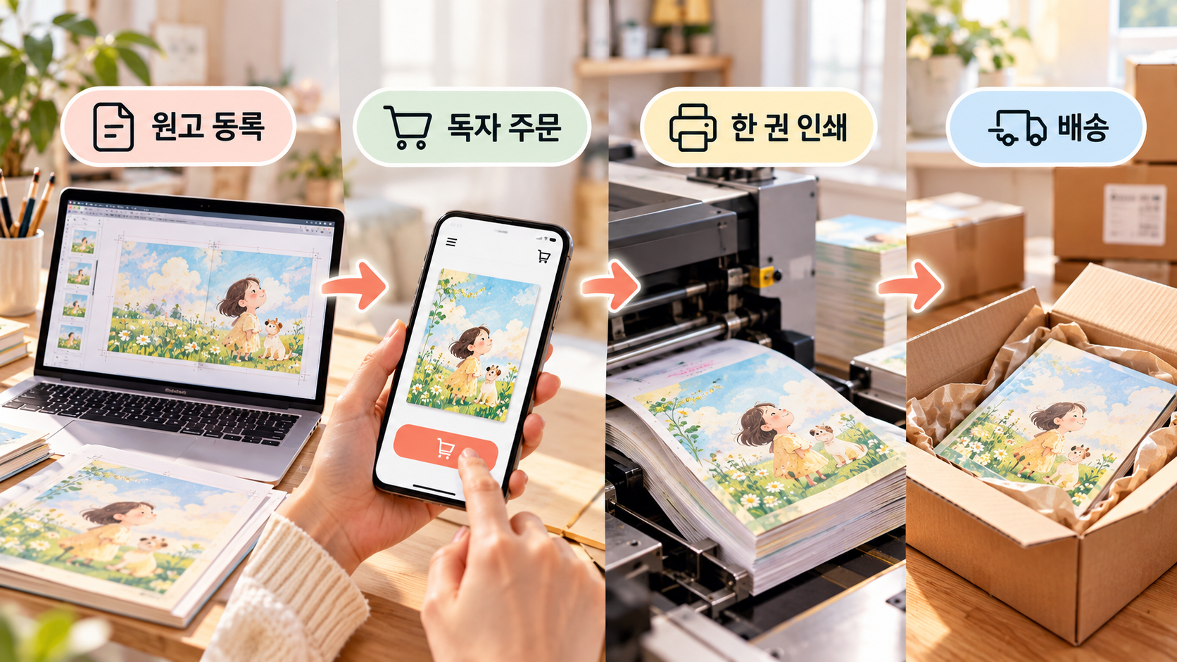 그림책 POD 출판 과정 인포그래픽