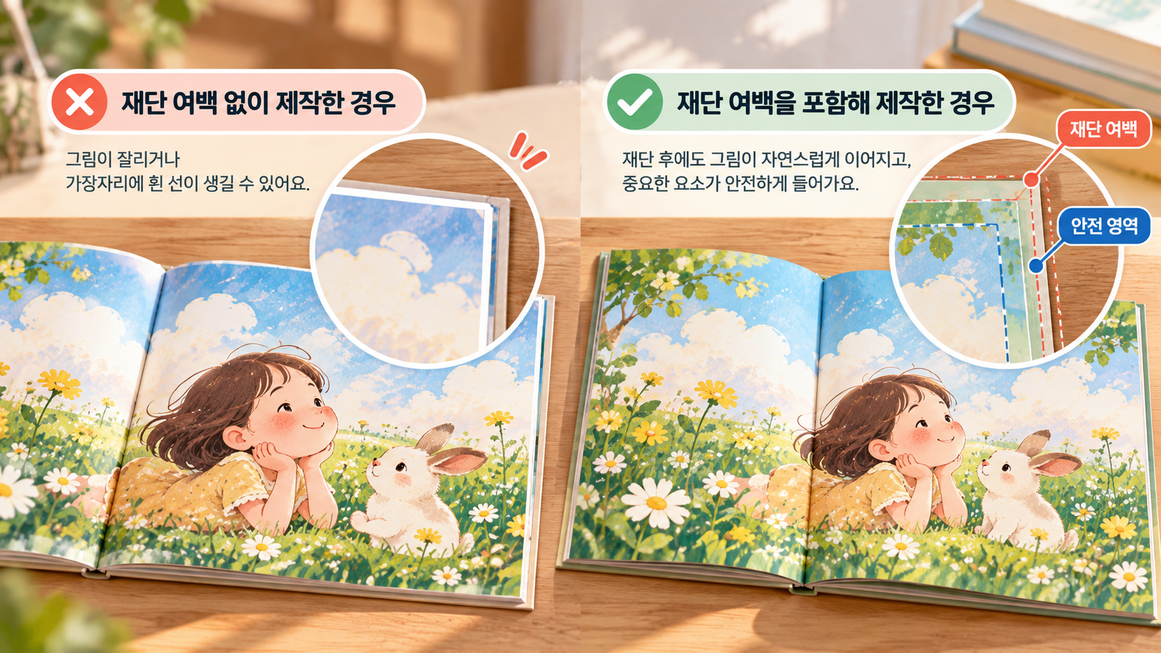 그림책 재단 여백 비교 가이드
