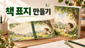 한 장으로 인쇄된 펼침 표지와 그 표지로 제본한 그림책